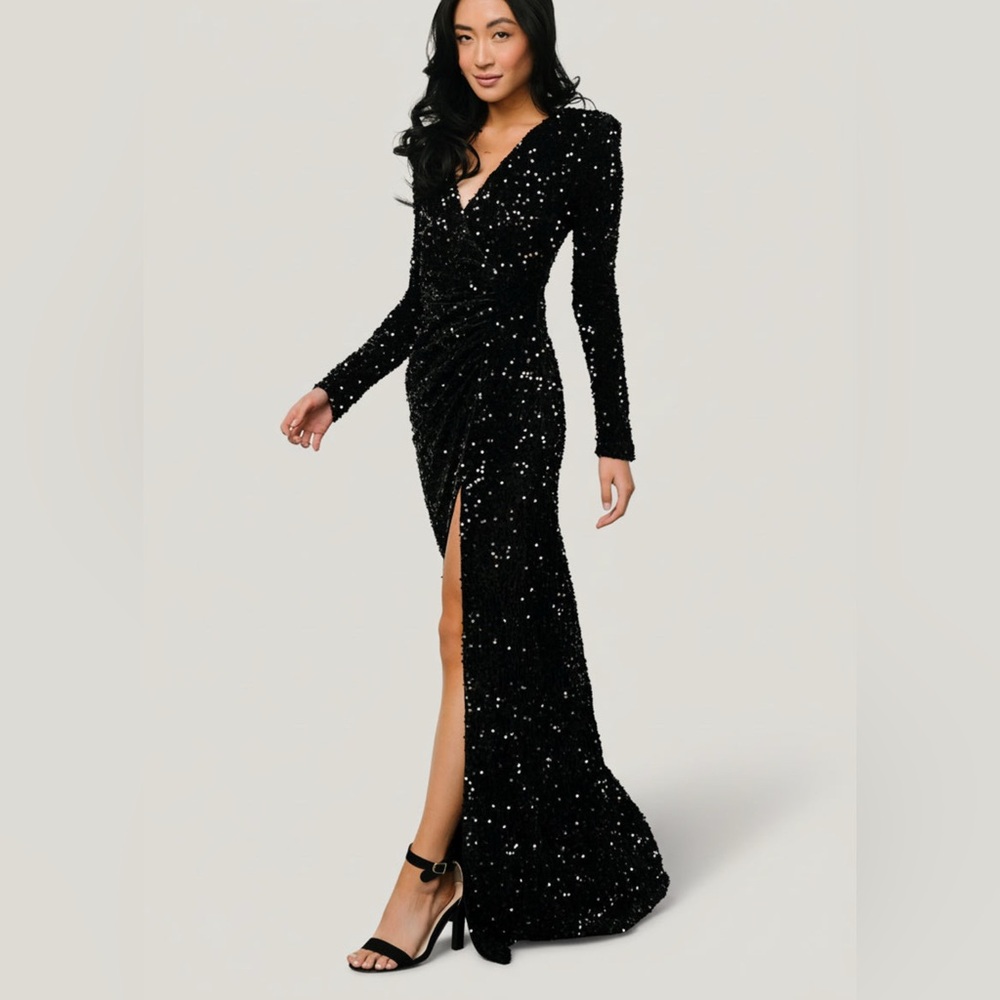 Baltic Born Black Sequin Long Sleeve Dress